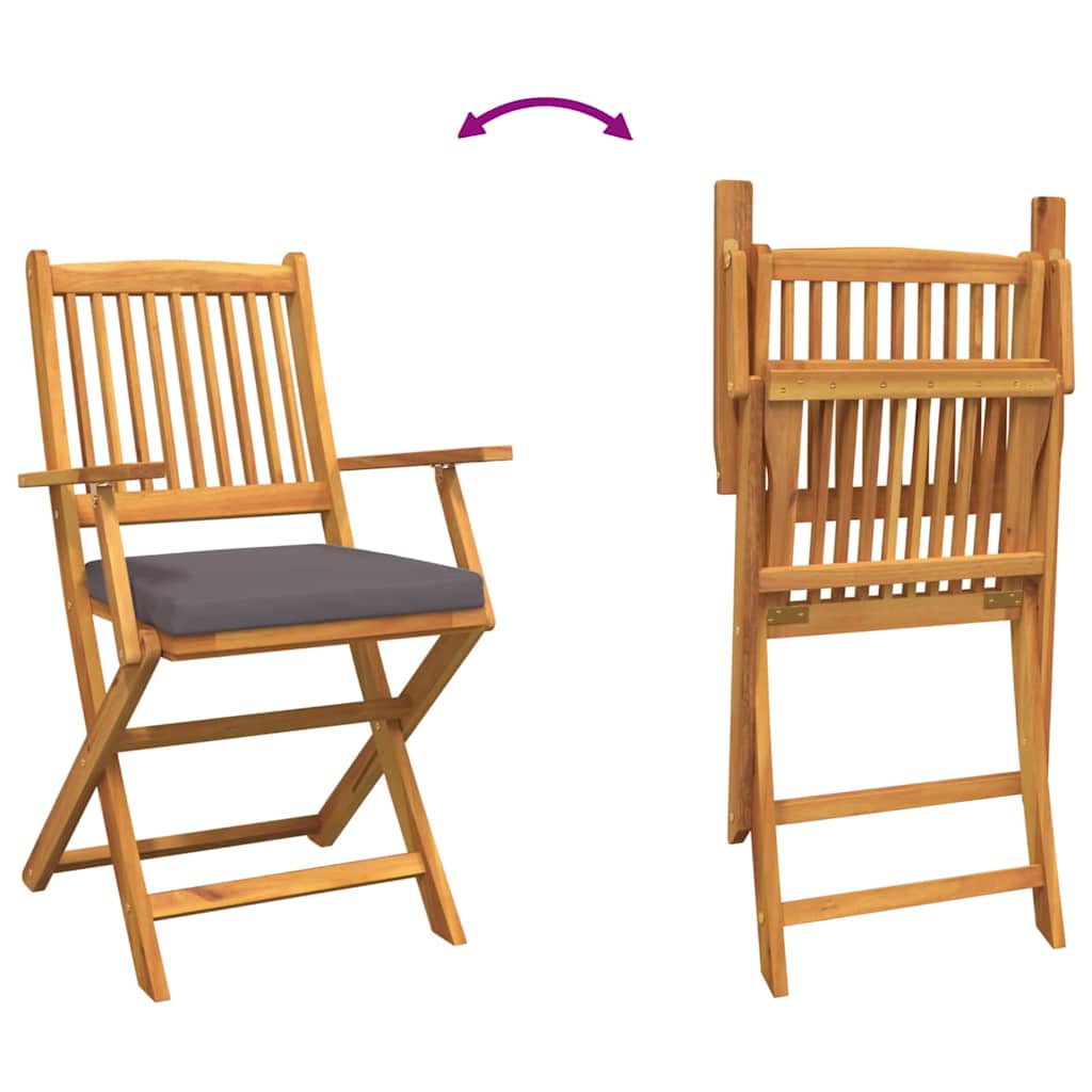 Folding Chair 4 pcs Grey 49 x 57.5 x 92cm Solid Acacia wood
